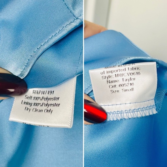 Katie May Taylor Gown in French Blue Bustier Strapless Maxi Dress Satin Small S - Picture 11 of 14